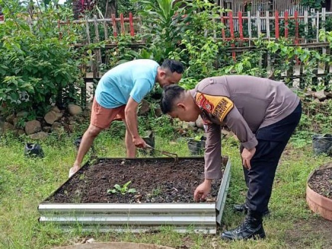 Bhabinkamtibmas Desa Massamaturu Tinjau Pekarangan Bergizi Warga untuk Dukung Ketahanan Pangan